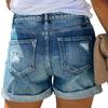 Ladies' Casual Hole  Versatile Fashionable Denim Shorts