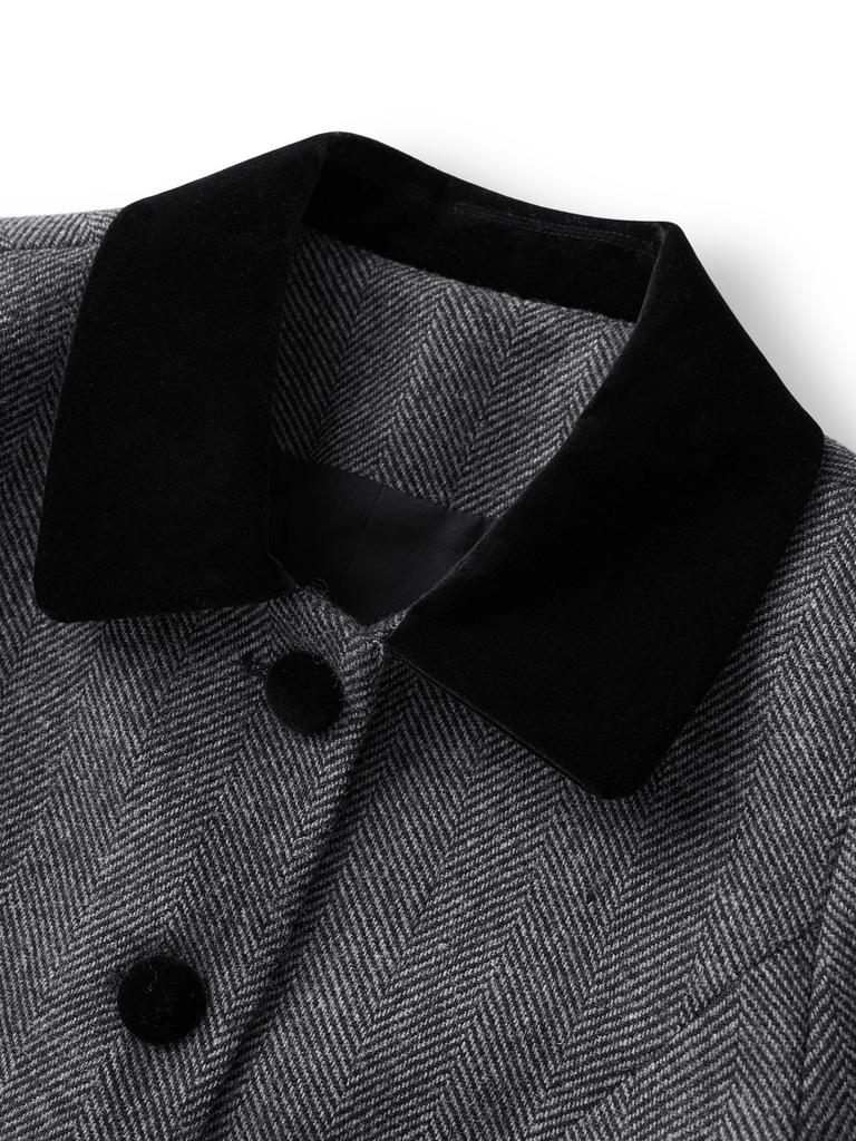 French Grey Lapel Top & Pleated Skirt Suit - New College Style Series