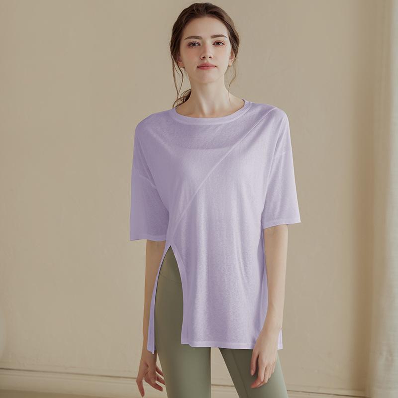

Women s Casual Slimming Yoga Running T-Shirt - Short Sleeve Fitness Cover-up Extra Large світло-фіолетового кольору