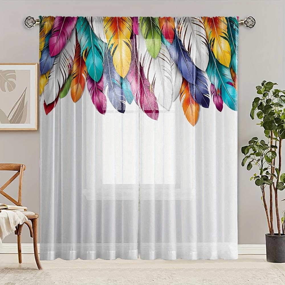 2-Piece Enchanted Forest Fairy Butterfly Transparent Curtains Rod Pocket Design For Living Room Bed Chamber WindowDecor Machine Washable