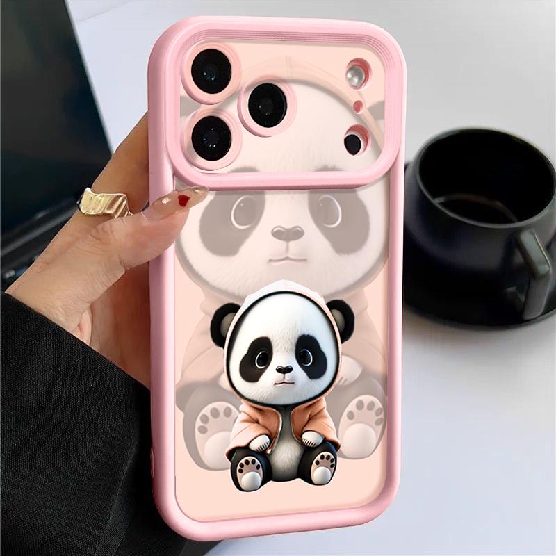 Black Coat Panda Pattern Case For iPhone 17 Pro Max Funda Shockproof Bumper Cover For iPhone 16 Pro Max 15 14 13 12 11 Air 16E