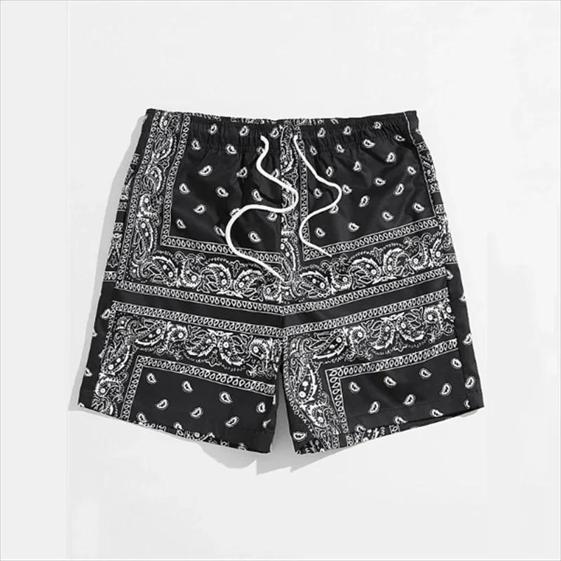

Trend Bandana Graphic Beach Short for Men Summer Fashion 3D Printed Swim Trunks Loose Casual Streetwear Hawaiian Short Pants L