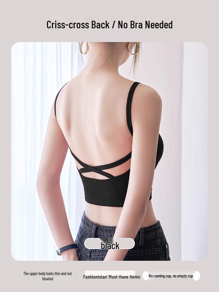 Women's American-Style Spaghetti Strap Vest with Chest Pads - Summer Lingerie Bra Top & Sleeveless Base Layer