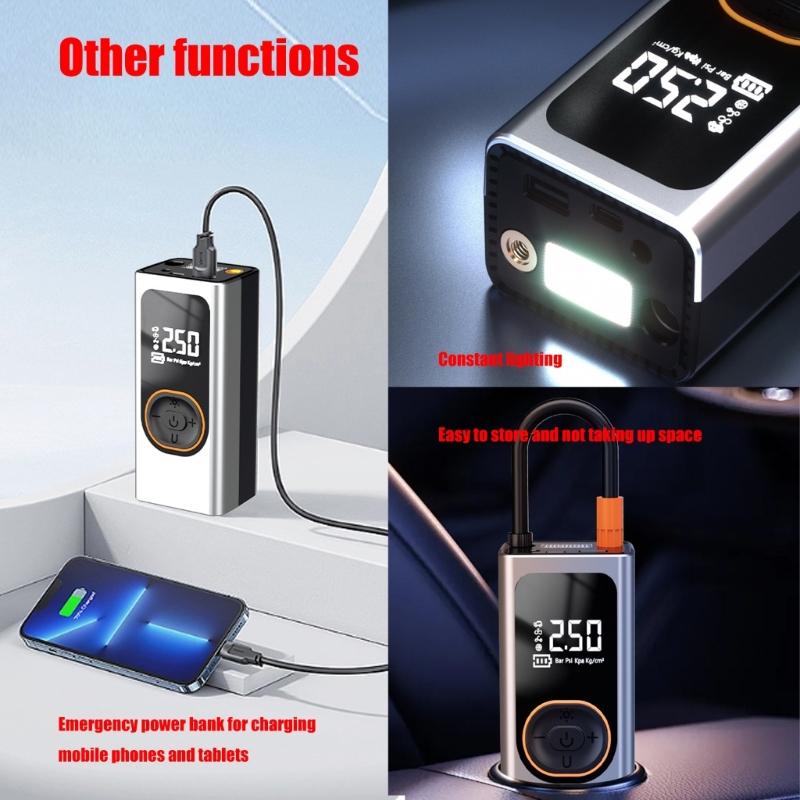 Portable Digital Tire Inflator Pump High Efficiency Tire Fast Inflation Easy Storage for Car Starting Device Maintenance
