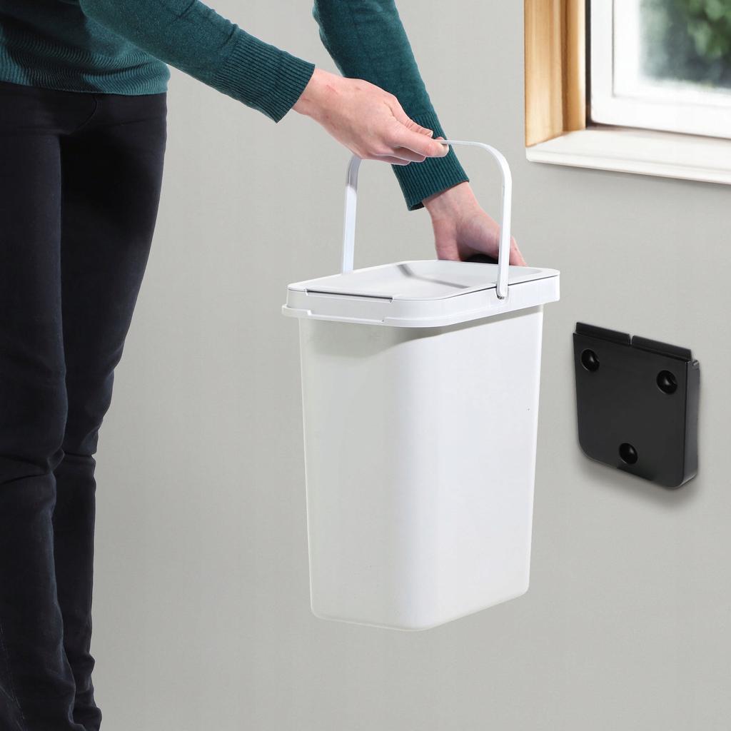 KADAX Hanging Trash Can 12L Gray Container for Sorting with Handle