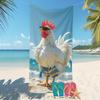 Funny Rooster Print Beach Towel Quick Dry Microfiber Towel Soft Lightweight Absorbent Towel for Summer Beach Pool and Travel Use