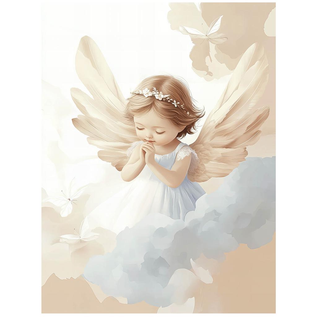 Angel In the Clouds Poster Angel In the Clouds Poster, 30X40 Cm, Dark Brown Wooden Frame, 230 Gsm Matte Paper