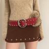 Leather Punk Style Belt Rivet Y2K Waist Belt Fashion Women's Wide Belt  Skirt