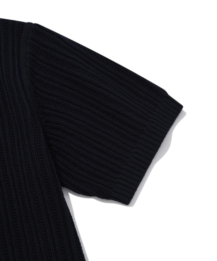 COVERNAT Crochet Polo Half Knit Navy