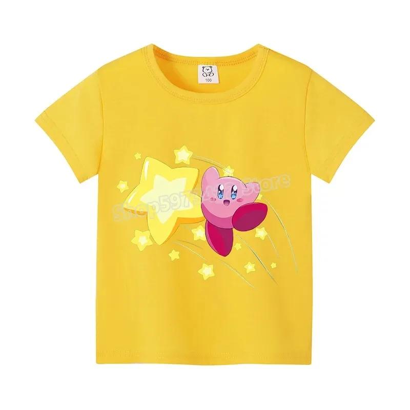 Star Kirbys Summer Short Sleeve Kid Cute T-shirt Colorful Tops Baby Cartoon Fashion Tee Kawaii Game Boy Girl Casual Clothes Gift
