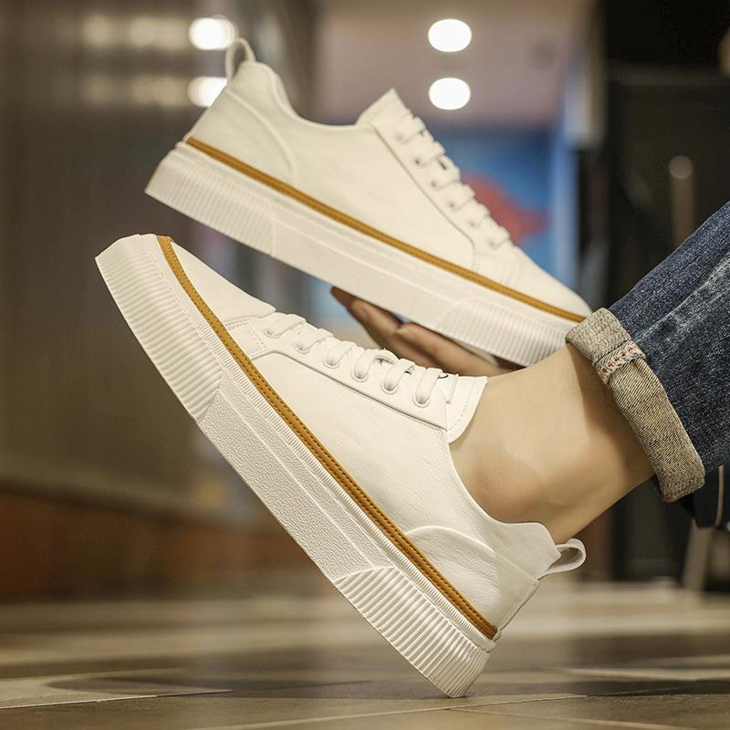 Fashion High Quality Men Genuine Leather Casual Shoes Flat Designer Vulcanized Shoes New Antiskid Handmade Outdoor Leisure Walk Flats