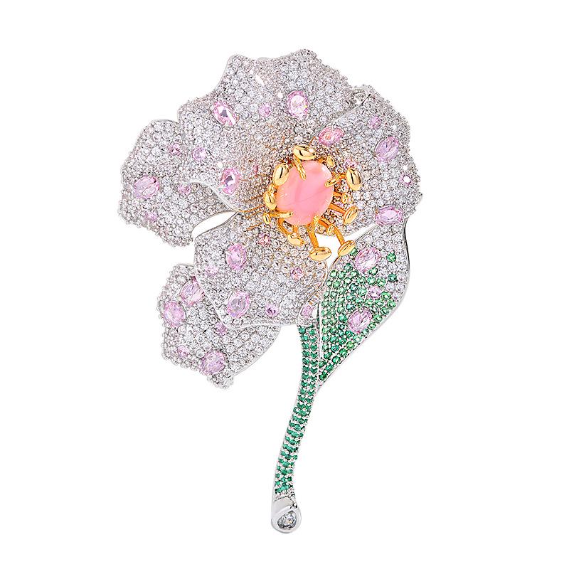 Elegant Iris Brooch: High-End Zircon Pin for Suits and Corsages