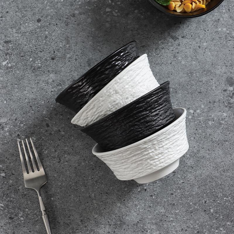 White rice bowl New household ceramic eating bowl High-end tableware High-value rock grain rice bowl Breakfast