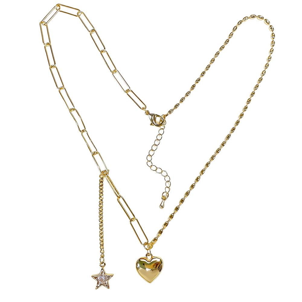 Heart & Star Necklace: Hip Hop, Cool Style, Light Luxury Design