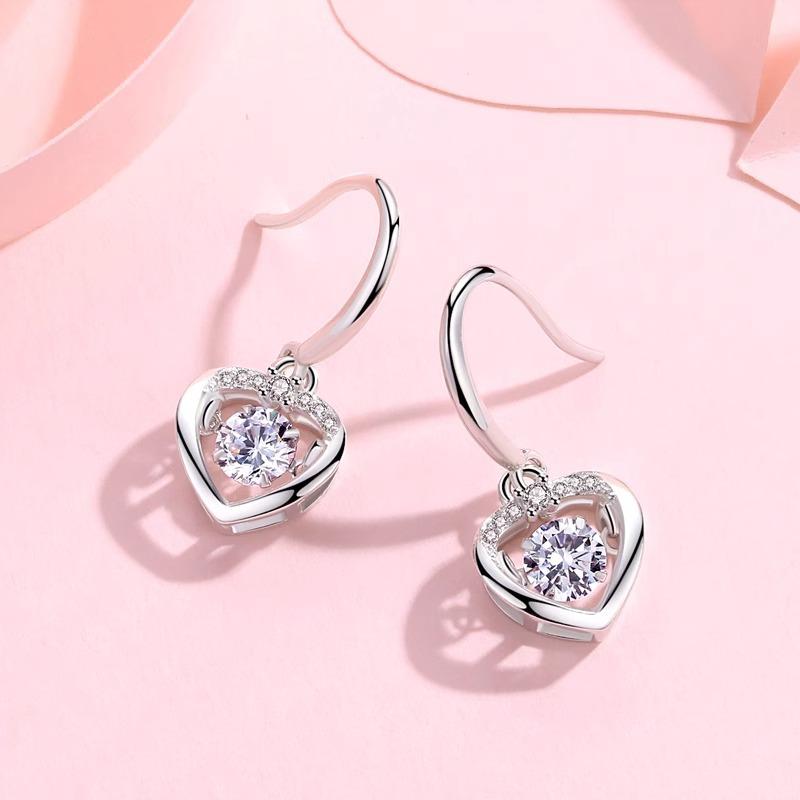 Zirconium Love Ear Hook Women's New Trendy Light Luxury Niche High-end Summer Earrings