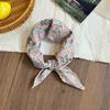Silk scarf neck small square scarf new fresh yellow-green pink-purple plaid scarf headscarf summer pastoral headband tied hair streamer