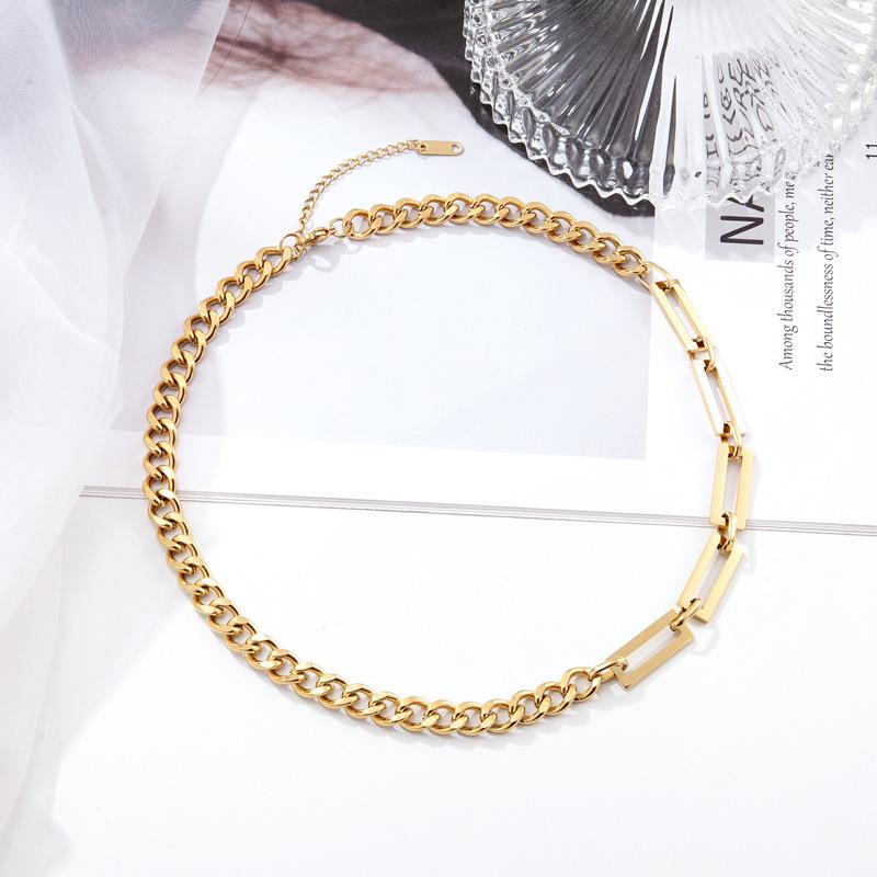 

Стильное хип-хоп ожерелье-цепочка на ключицу из титановой стали для женщин