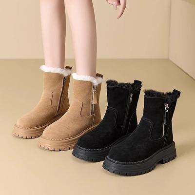 Winter Plush Snow Boots New Plush Thickened Snow Cotton Thick-soled Medium Tube Cotton Boots Non-slip Cotton Shoes