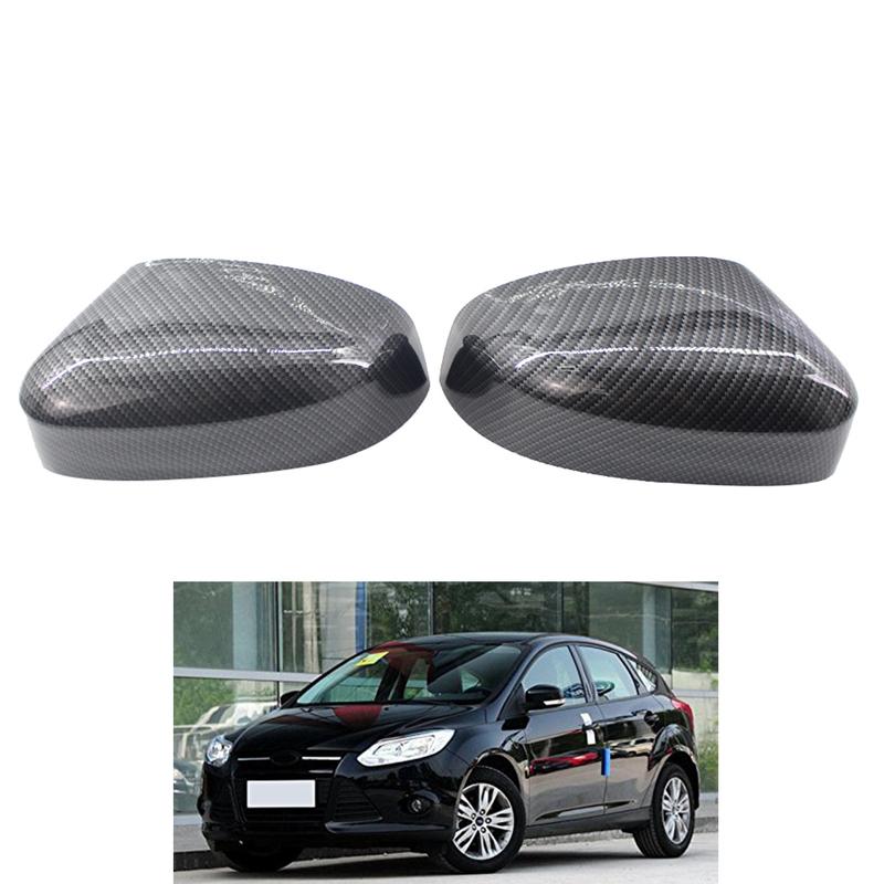 2pc Carbon Side Wing Mirror Cover For Ford Focus MK2/MK3 II III DA DP DH DB DS 2 3 Caps Rearview Auto replace 2008 2018 housing