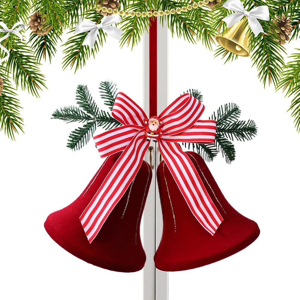 Bell Ornaments For Christmas Tree Flocking Holiday Decor Hangable Christmas Decorations For Home Front Door Office Wreath