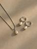 3pc Stainless Steel Waterproof And Non-Fading Stylish Women's Water Droplet Pearl Hoop Earrings Necklace Jewelry Set