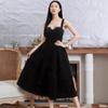 Retro Velvet Spaghetti Strap A-line Party Dress for Women