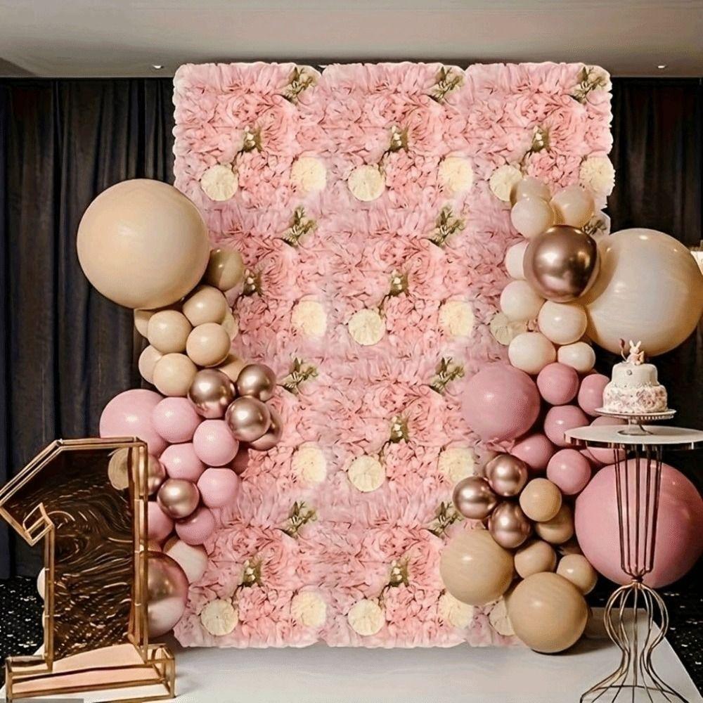 3D Rose Rose Flower Wall Pink Silk Artificial Flower Backdrop  Birthday Party