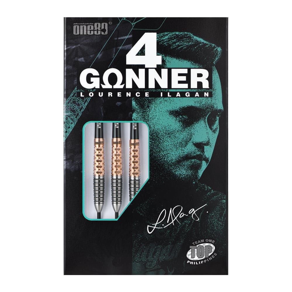 One80 GUNNER STEEL 22g Lawrence Ilagan player model dart barrel dart set ver.4 Black&Rosegold