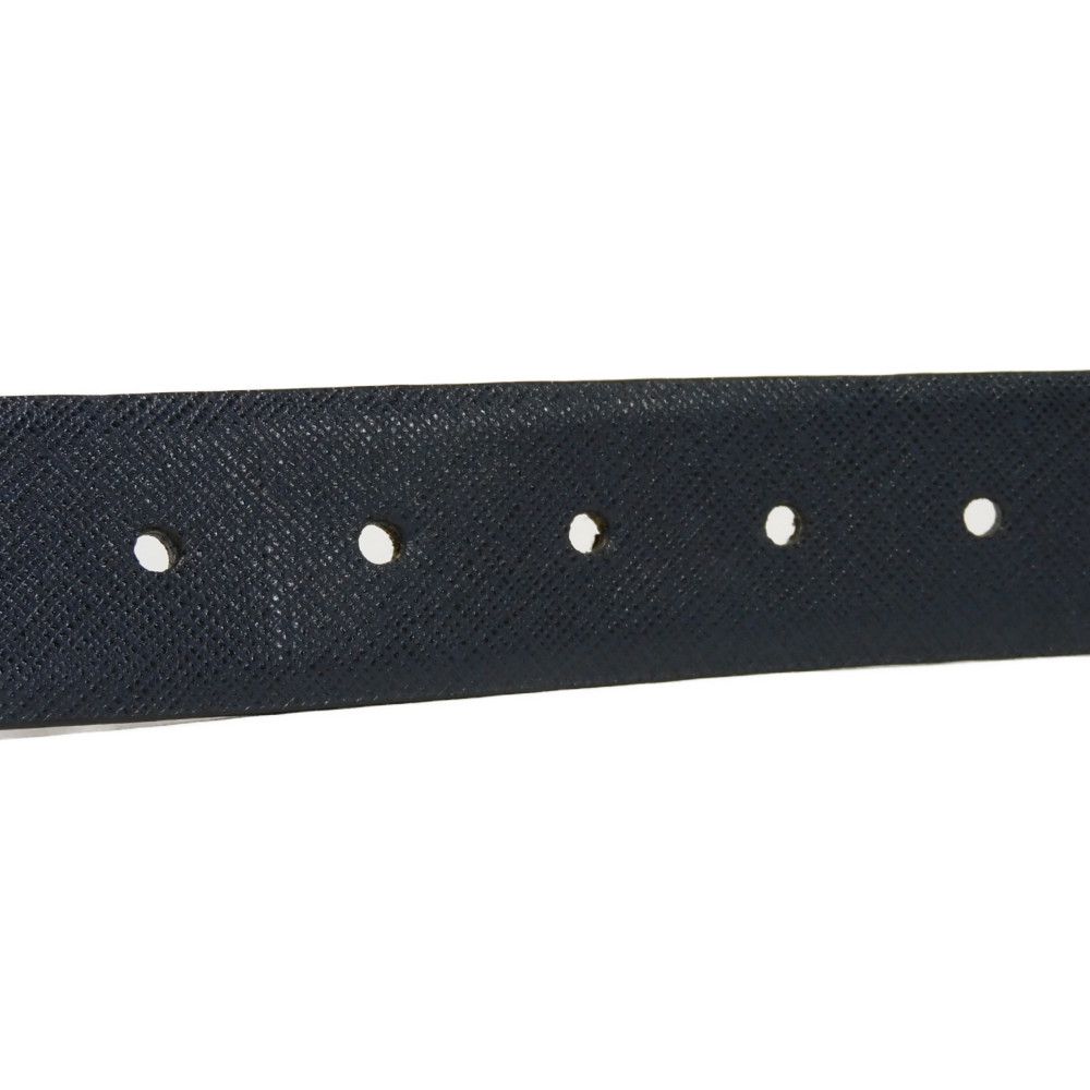 Used 11569 Sapphire Reversible 1.4" 2C5949 7966 Rotating Calfskin Black Navy Logo Buckle Nero Men's from Japan AUTHENTIC