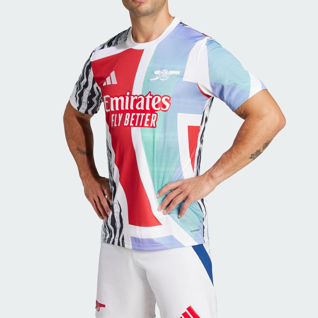 Adidas Arsenal 24/25 Aufwärmtrikot Better Scarlet/Weiß/Schwarz/Clear Aqua Herren Streetwear JE7562