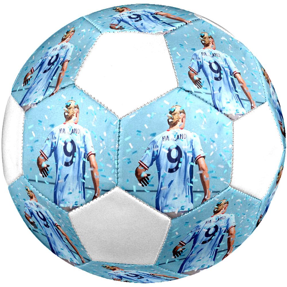 Pallone da Calcio Erling Haaland Taglia 5, Cucito a Macchina in PVC, Resistente e ad Alto Rimbalzo, Adatto a Tutte le Età, Merchandising per tifosi, Partite e Uso all'Aperto.