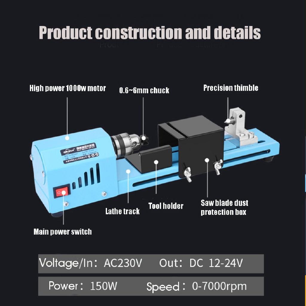 DIY Lathe Machine Tool 150W Woodworking Wood Lathe Milling Machine Grinding Polishing Beads Drill New
