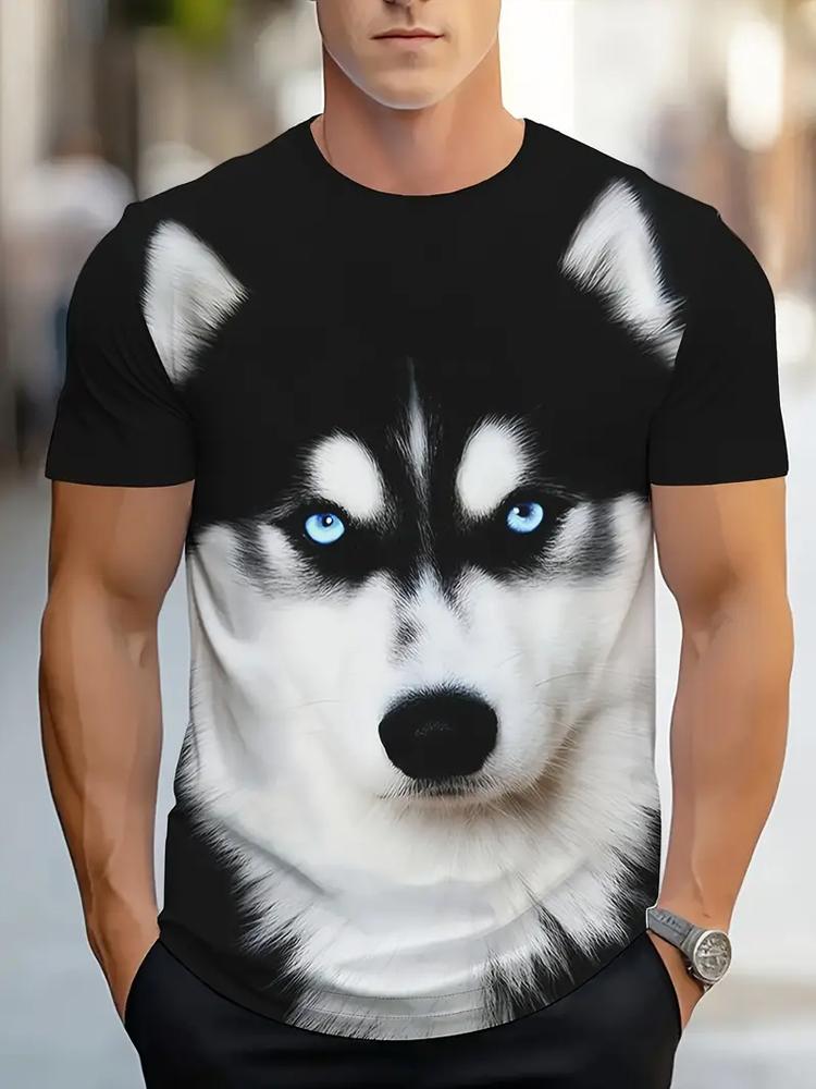 Men's Casual Streetwear T-Shirt Print Polyester Round Neck Short Sleeve Tops