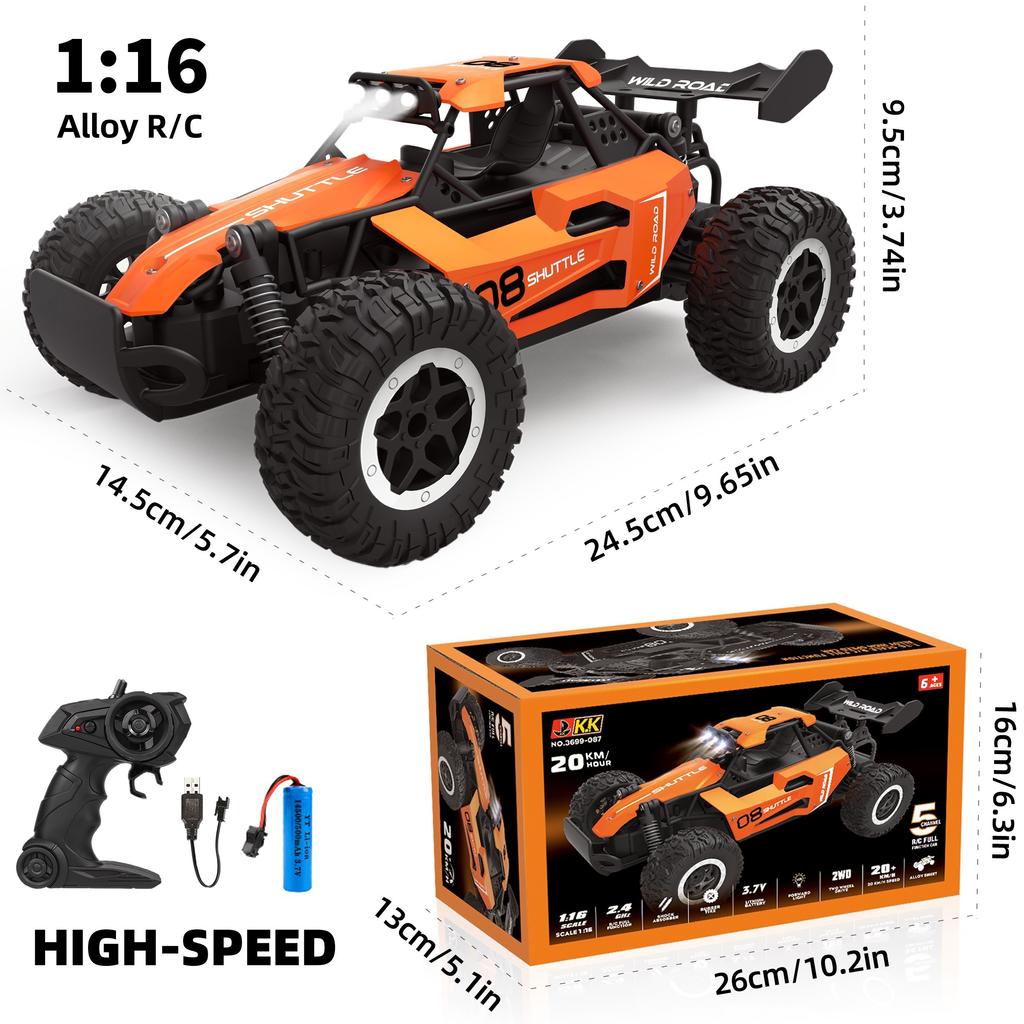 1:16 Scale Rc Car All-Terrain Off-Road Crawler - 2.4G Remote Control Car with 20 Km/h Speed, Perfect for Christmas, Halloween