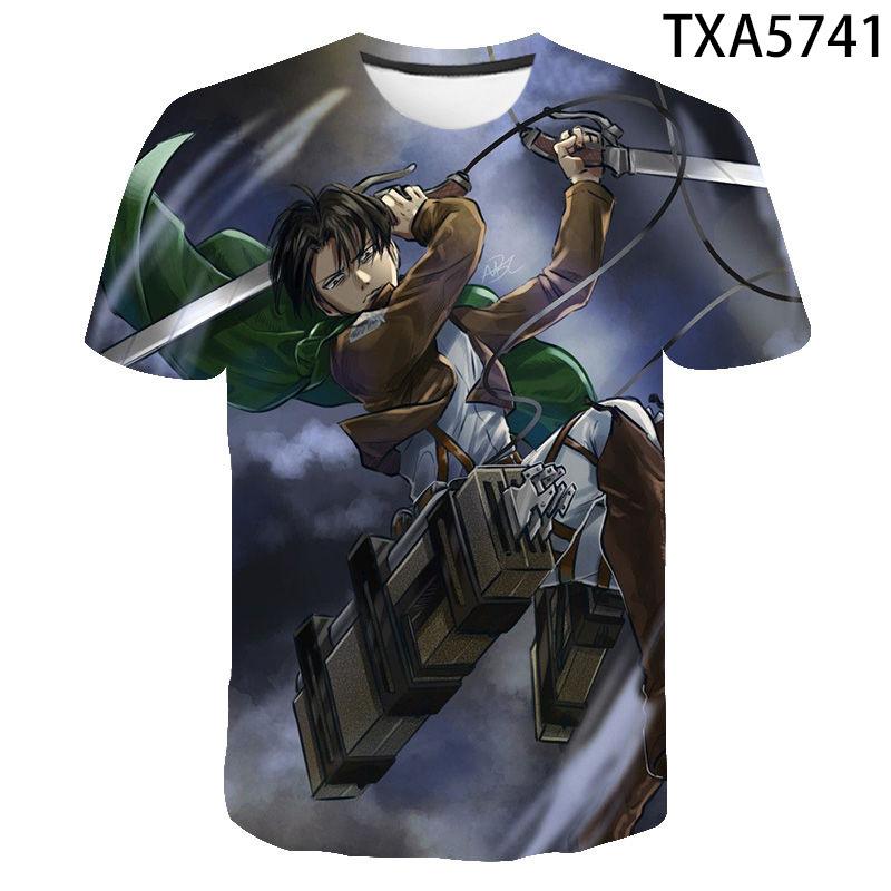 Attack On Titan Levi Ackerman 3D Print T-Shirt, High Quality Polyester Short Sleeve, Fashion Streetwear Casual Daily Wear