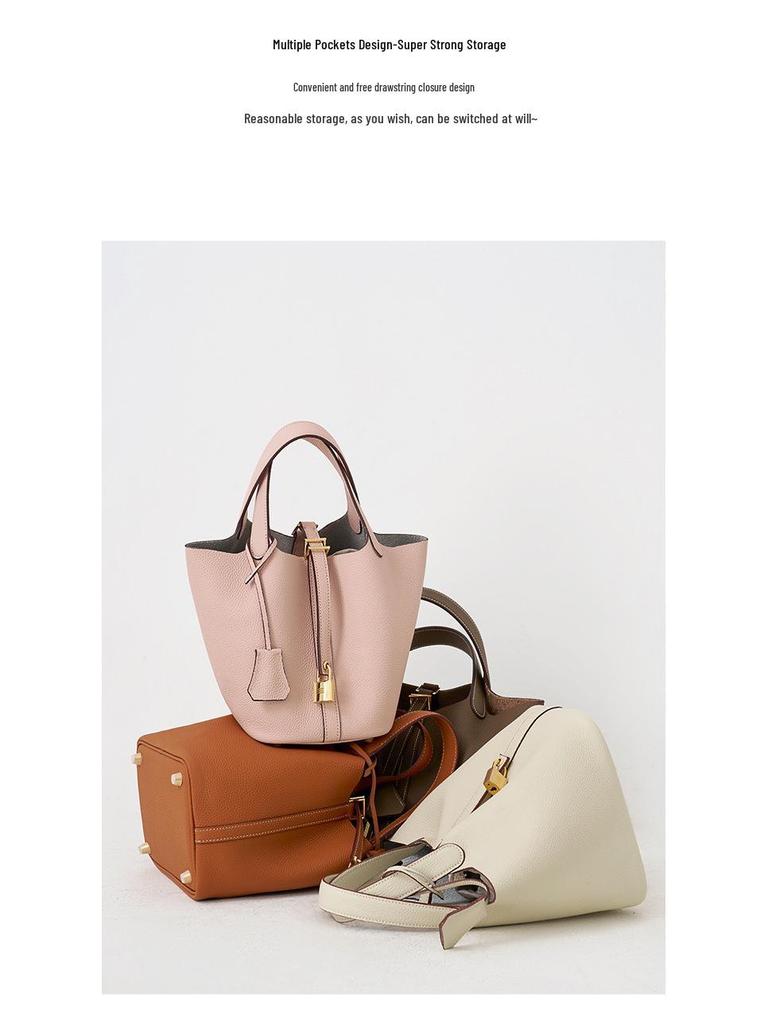 High-Grade Leather Large Capacity Women's Bucket Crossbody Bag - Bridal, Mommy, Handbag