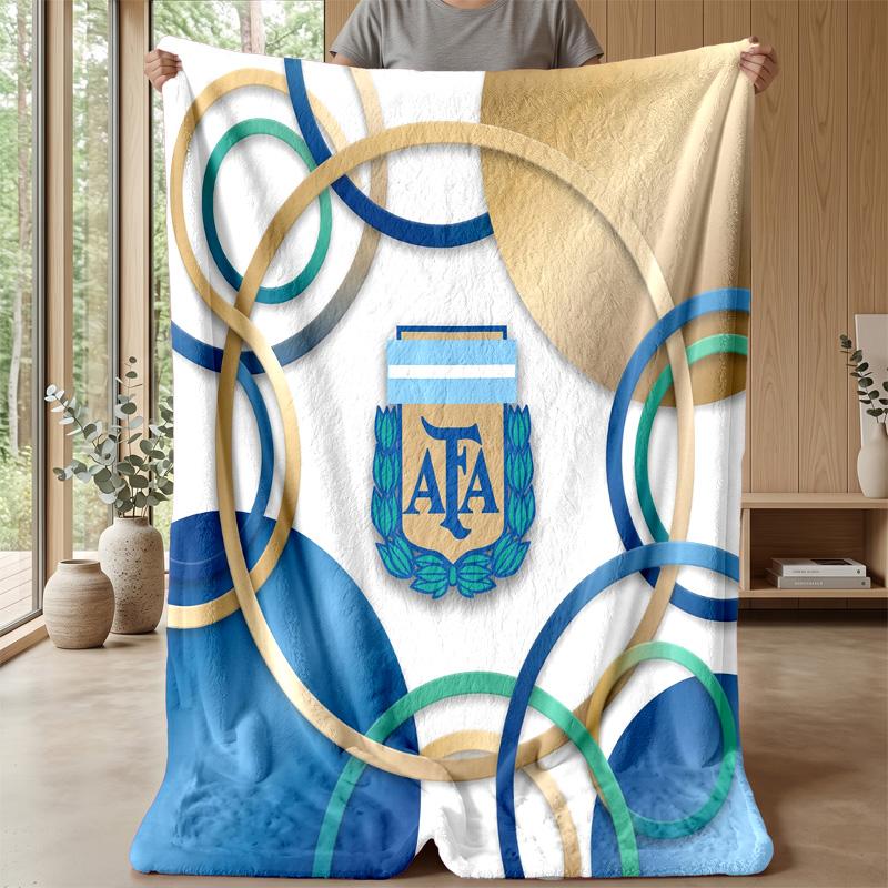 Argentina Football Printed Flannel Blanket Skin Friendly Warm Decorative Throw for Indoor Couch Bed Daily Use