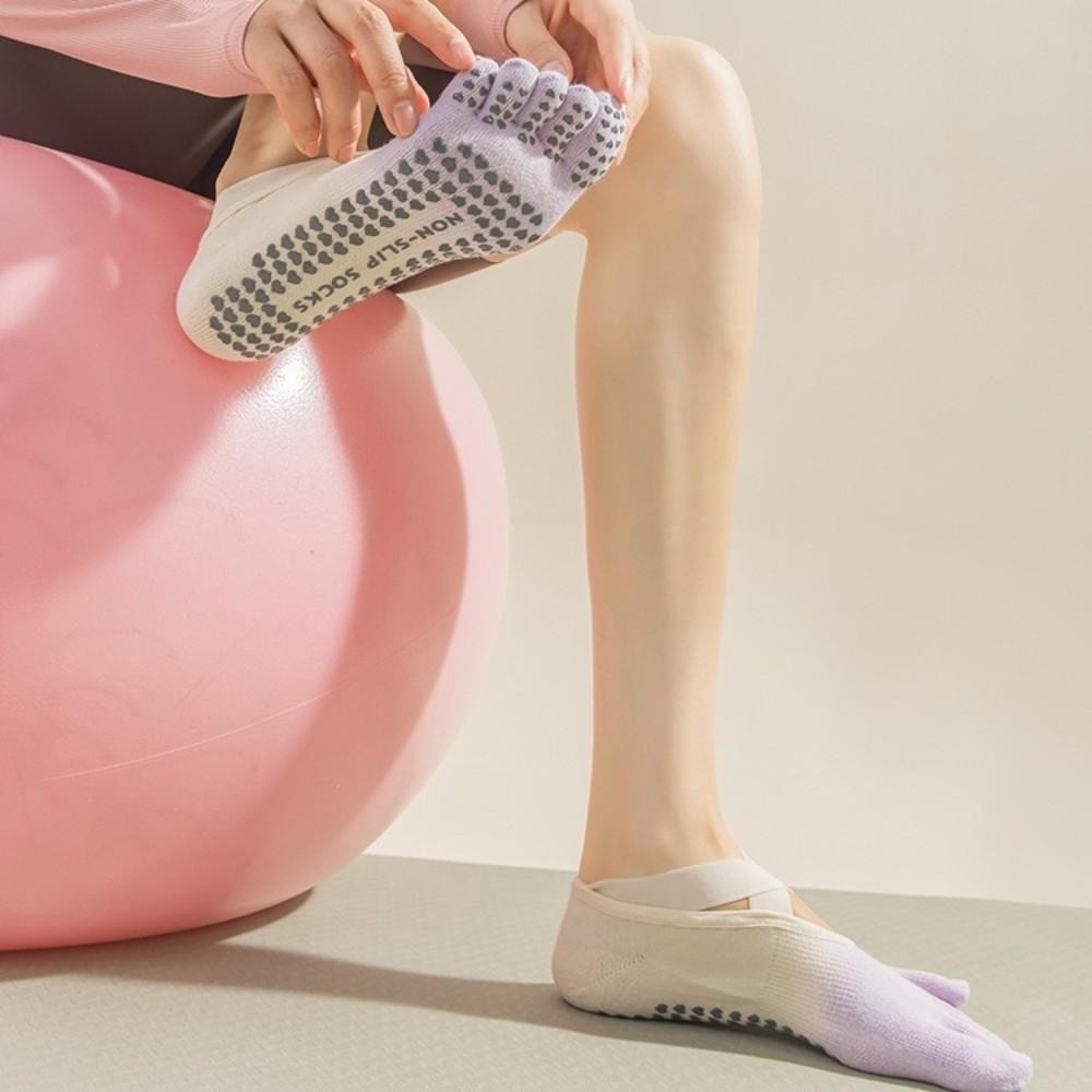 Heart Silicone Dot Tie-dye Yoga Socks Non-Slip Five Toe Socks Sweet Strappy Pilates Socks  Gym