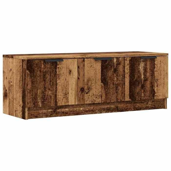VidaXL Meuble TV vieux bois 102x35x36,5 cm bois d'ingénierie, banc TV, meuble hifi, centre de divertissement, buffet TV, 856947