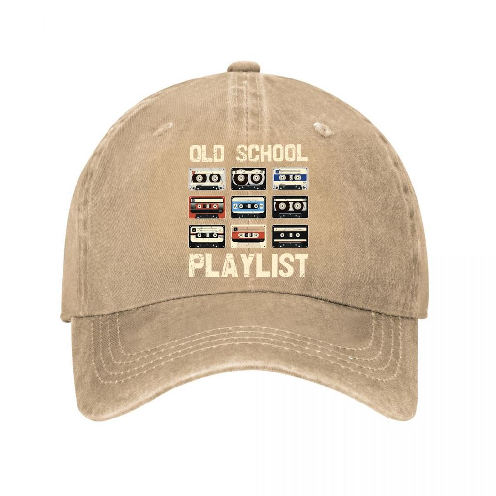 Vintage Cassette Tapes Old School Playlist Poster Washed Baseball Cap Outdoor For Womens Unisex FeUnisex