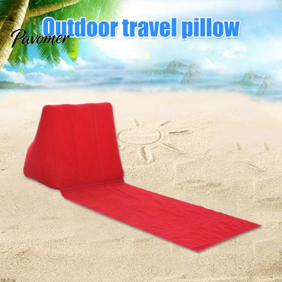 Foldable Camping Pillow Outdoor Triangular Cushion PVC Flocking Inflatable Portable Folding Summer Beach Lying Travel Equipment