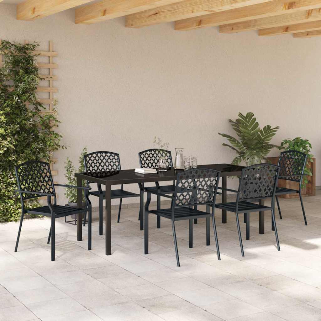 Outdoor Dining Set 7 pcs Anthracite Powder Coated Steel