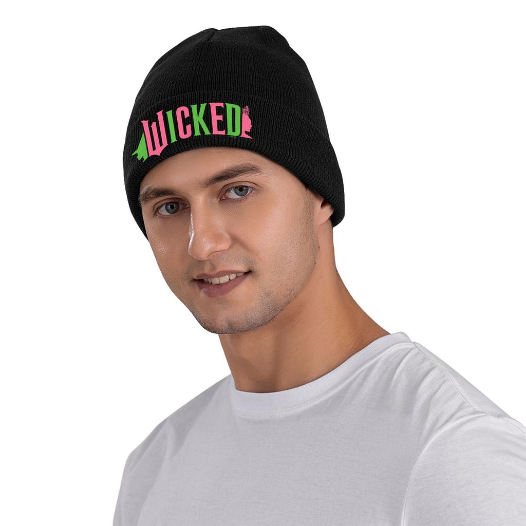 Wicked Pink And Green Logo Beanie Hats Bonnet Hats Adult Unisex Street Y2K Outdoor Knitted Hat Autumn Winter Design Warm Caps