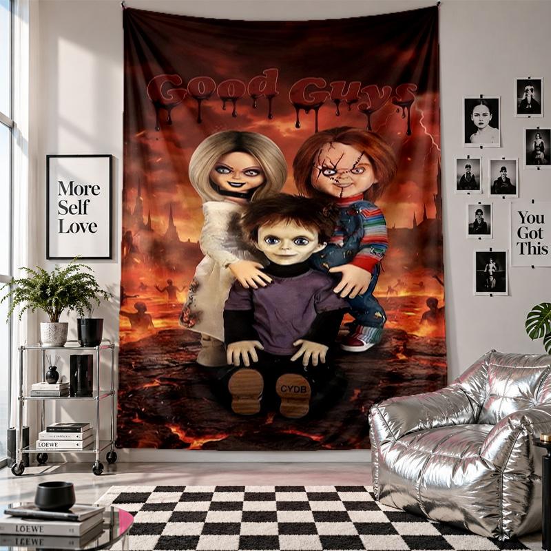 Wall TapestryChild's Play Chucky Tiffany Art Hanging Cloth Decorative Background Cover for Room Decoration