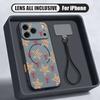 Creative Starry Stars Print Hand Strap Case For iPhone 17 Pro Max iPhone 16 15 14 13 Pro Max Magnetic For Magsafe Hybrid TPU+PC Matte Cover
