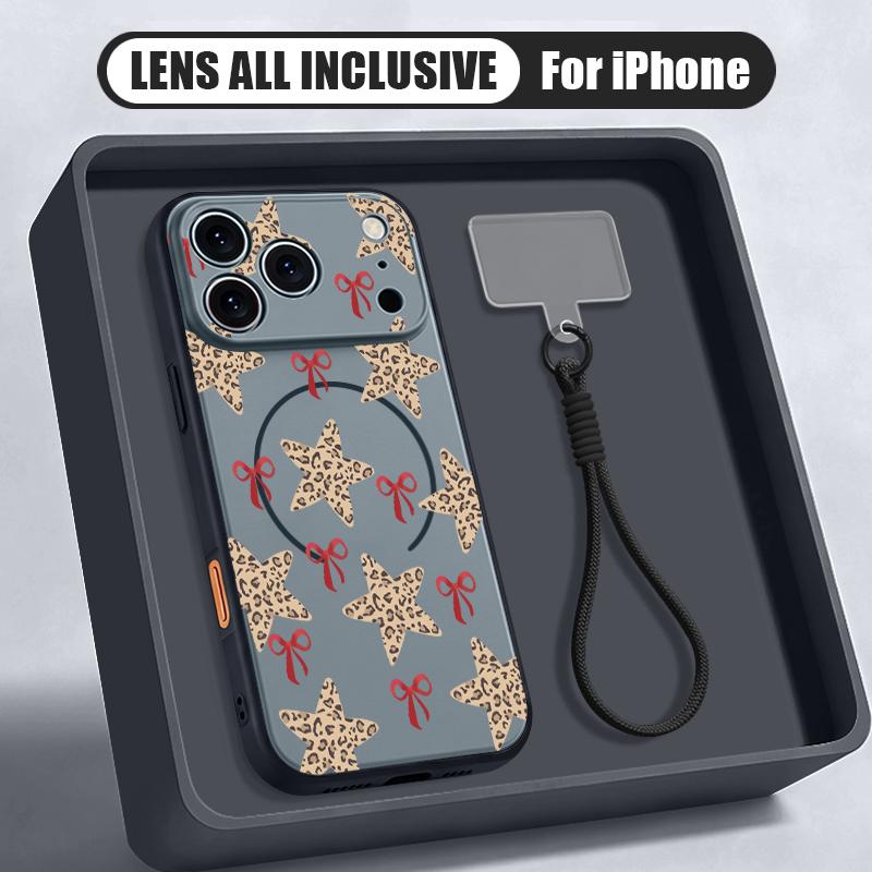 Creative Starry Stars Print Hand Strap Case For iPhone 17 Pro Max iPhone 16 15 14 13 Pro Max Magnetic For Magsafe Hybrid TPU+PC Matte Cover