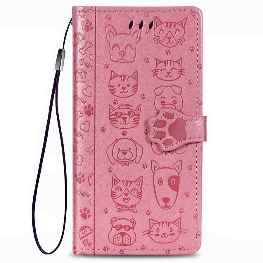 Capa Protetora Flip de Couro Para Motorola Moto G17 G57 G67 G77 G06 G56 G86 G35 G75 G05 G84 G85 5G G54 G55 G34 G15 Edge 70 50 60 Carteira com Gato Cachorro