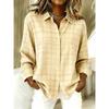 Fashionable Striped Vintage-Style Women's Long-Sleeve Shirt Comfortable And Breathable Collared Shirt Casual Everyday Wear Top