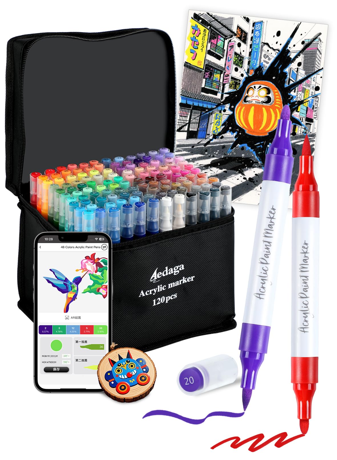 

Acrylic Marker Pens with Free for Writing on and Perfect for Handmade Art and Gifts 120-Color Set, Water-Based App, Non-Toxic, Waterproof,