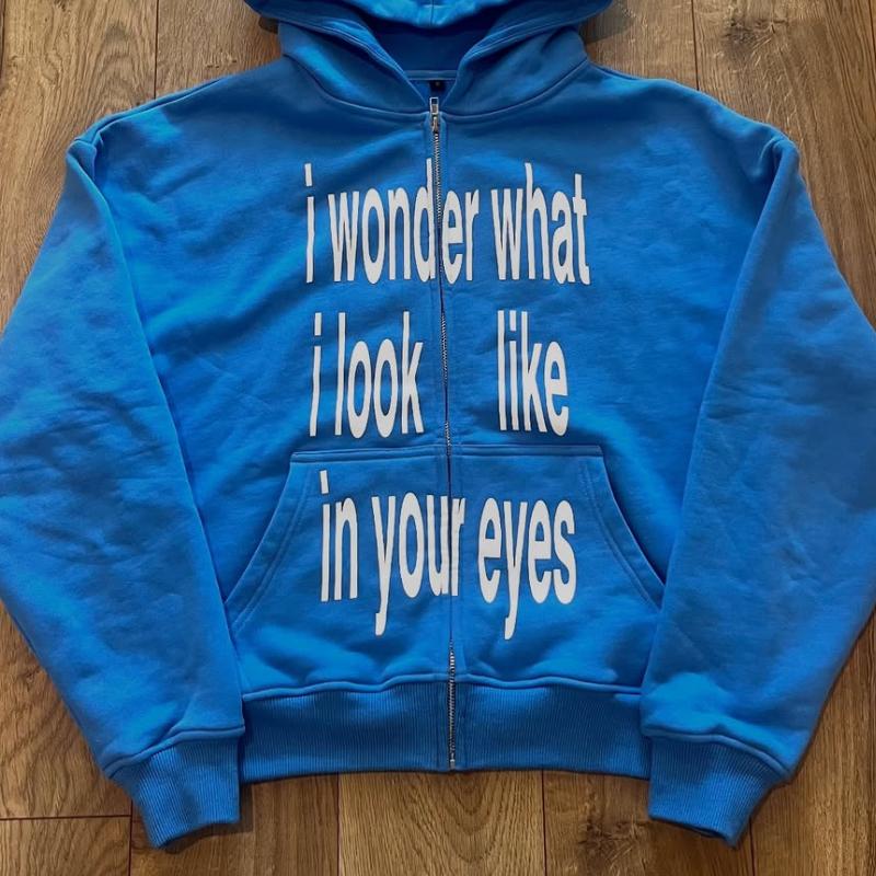 European and American Y2K personalized letter printed zipper long sleeved sweatshirt